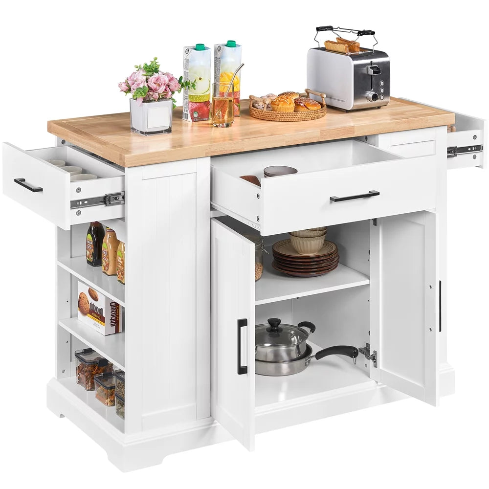 White Wooden Kitchen Island Storage Cabinet with Drawer L832