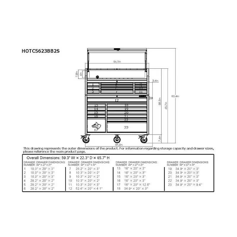 Heavy Duty 23-Drawer Rolling Tool Chest and Top Tool Cabinet Set in Matte Black D616