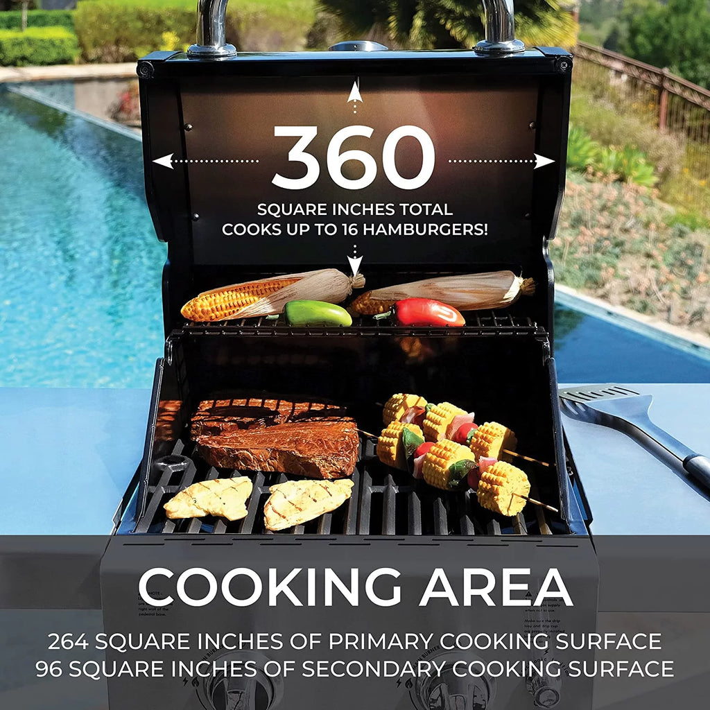 2-Burner Compact Propane Gas Grill with Foldable Sides Z1356