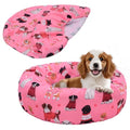 Elastic Edged Washable Round Dog Bed Cover with Christmas Pattern Q856994