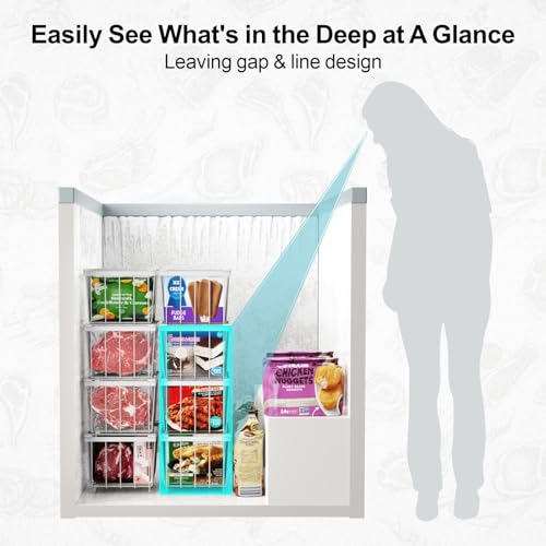 4 Pack Small Stackable Black Freezer Organizer Bins K945