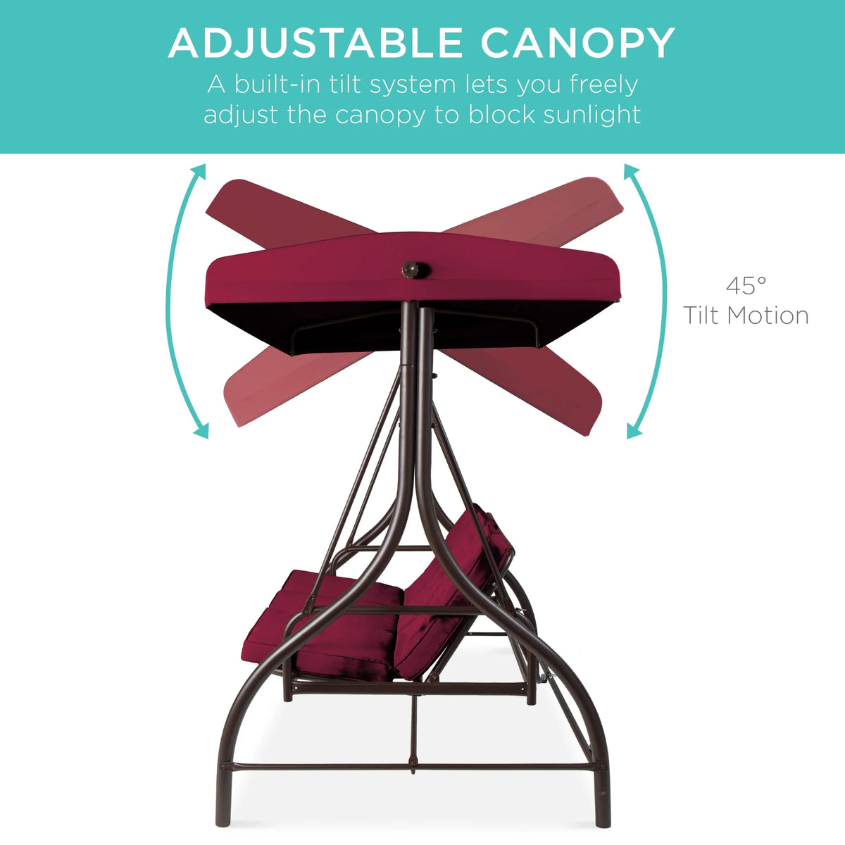 3-Seat Outdoor Converting Canopy Swing Glider Hammock with Removable Cushions S19732