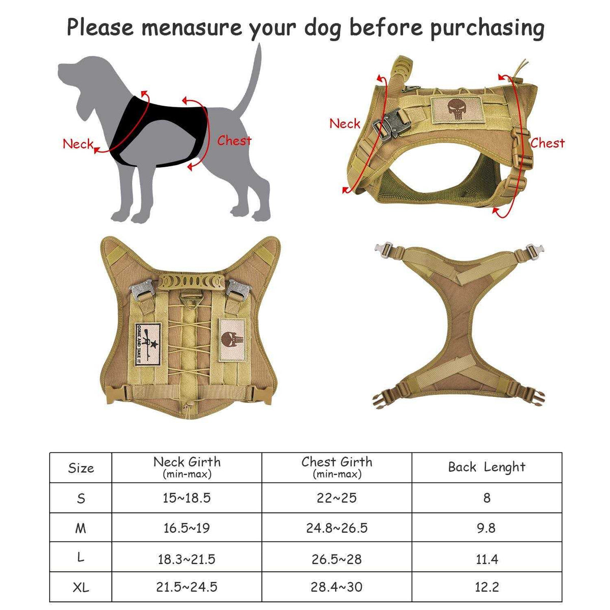 Tactical Dog Vest Harness with Rubber Handle & Metal L705147