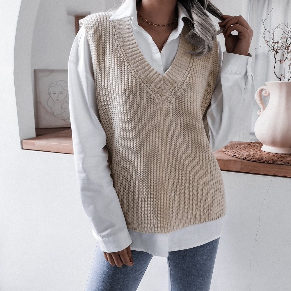 Sleeveless V-Neck Knitted Sweater Vest S1879