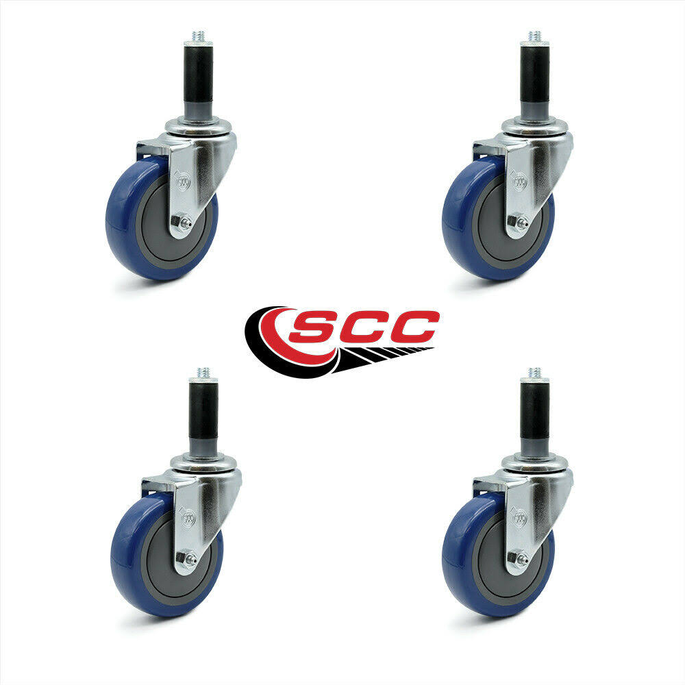 Set of 4 Blue Polyurethane Caster F2455