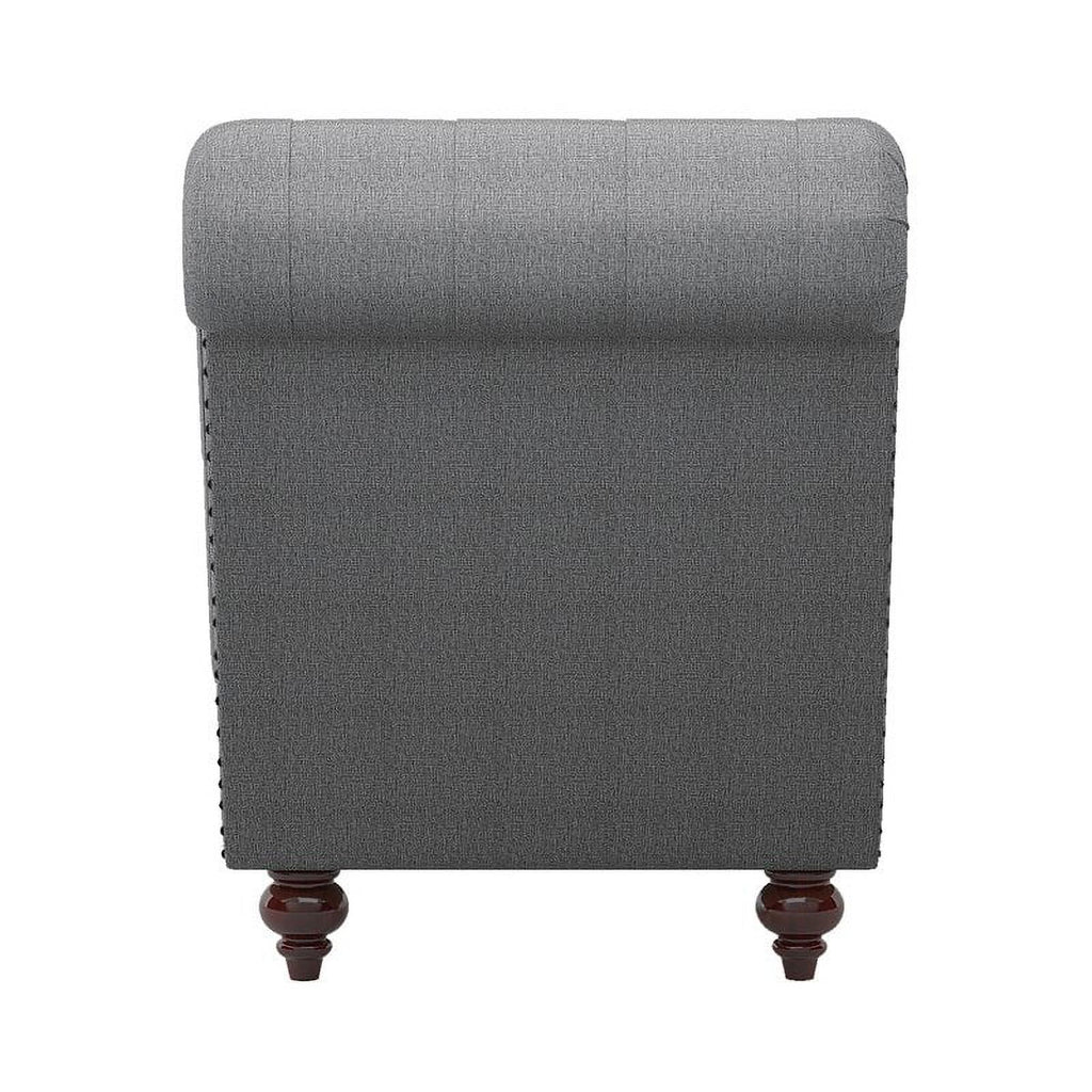 Dark Gray Wood & Fabric Chaise with 1 Bolster Pillow F2263