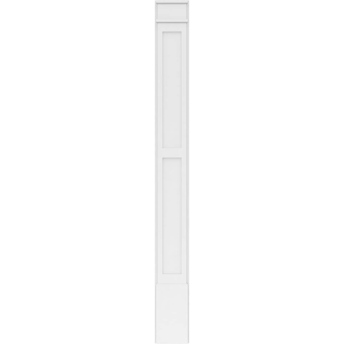 Two Equal Flat Panel PVC Pilaster with Capital and Base (Pair) U9089