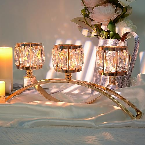 Black Set of 3 Crystal Candle Holders U5012