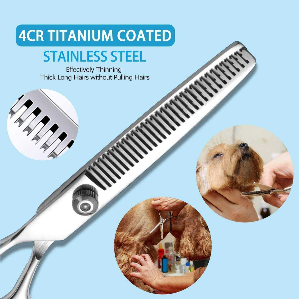 Dog Grooming Scissors with Safety Round Tips Titanium P586