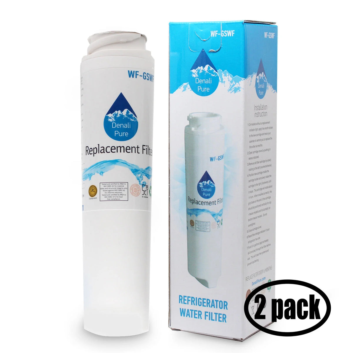 2-Pack Replacement Water Filter Cartridge for Refrigerator M333