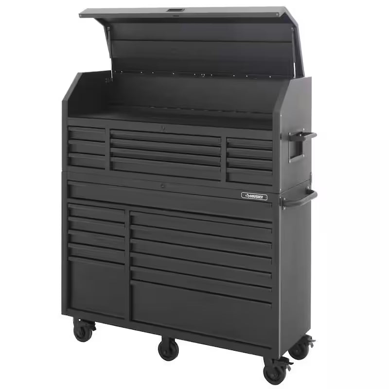 Heavy Duty 23-Drawer Rolling Tool Chest and Top Tool Cabinet Set in Matte Black D616