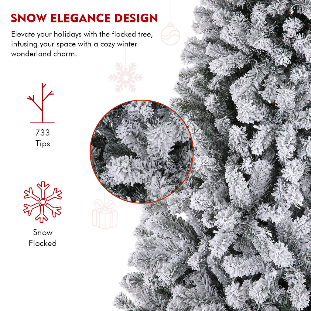 Flocked Artificial Christmas Tree 6 ft with 733 Branches Metal Base G56534
