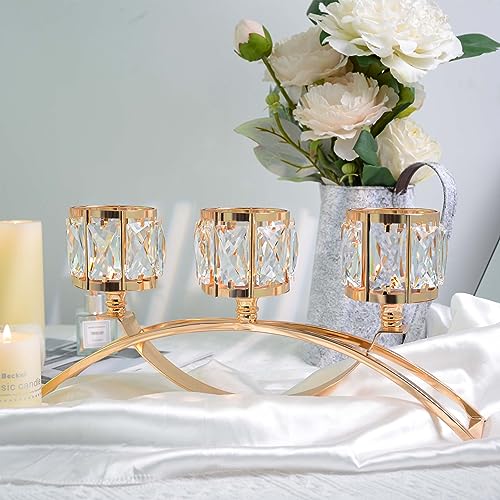 Black Set of 3 Crystal Candle Holders U5012