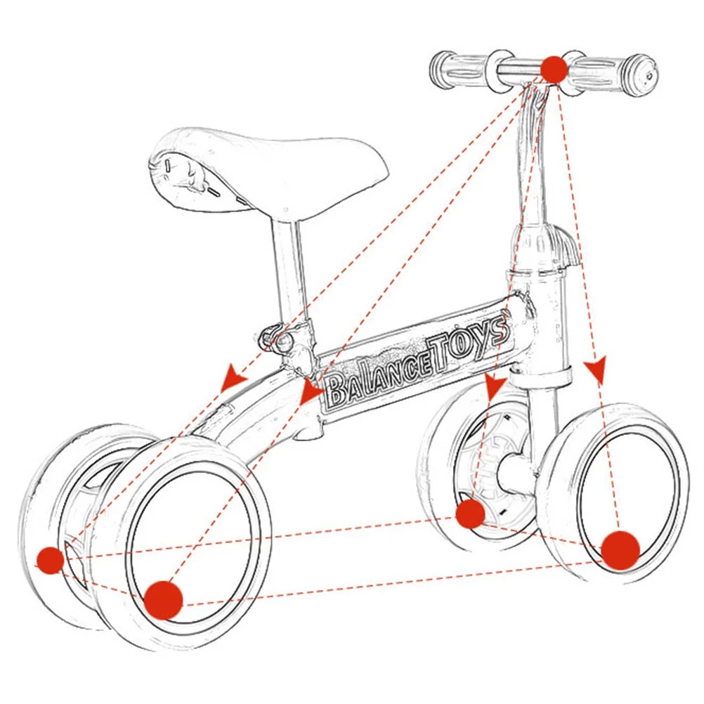 4 Wheels Blue Balance Bike D608