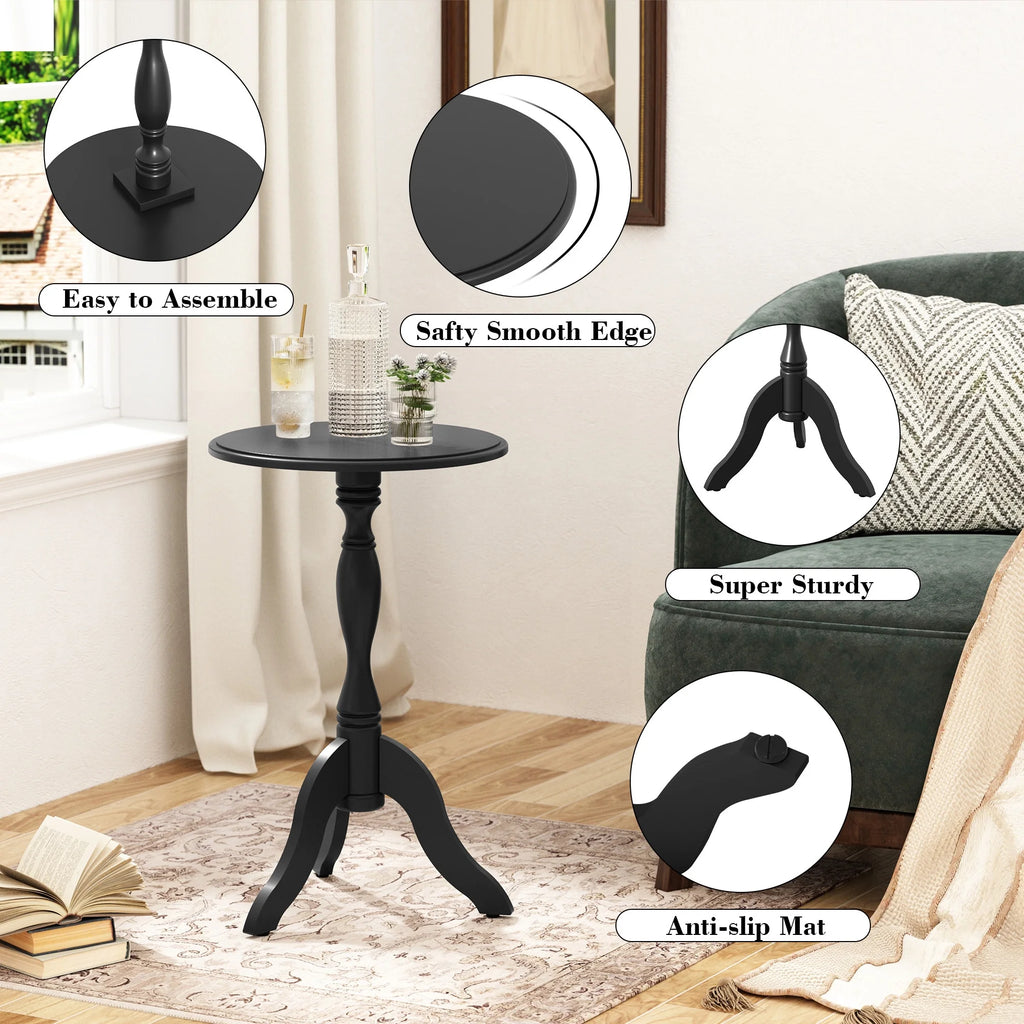 Round Small Wooden End Table J4120