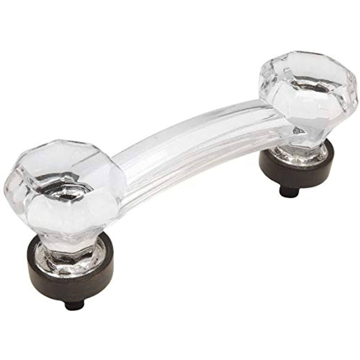 Oil Rubbed Bronze Cabinet Cup Pull with Clear Glass - 10 Pack C264