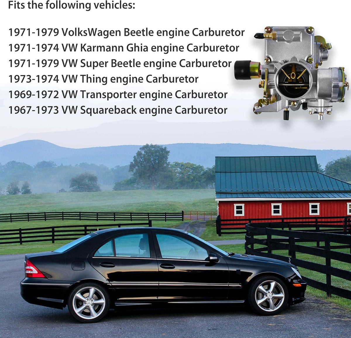 Carburetor for VW Beetles 1971-1979 Dual Port 1600cc Engine 12V Air Cooled Type 1 Engines Automatic Choke Pack of 2 N938