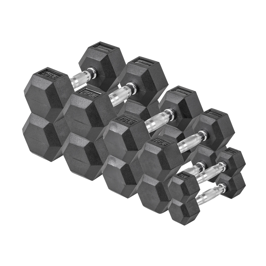 150 lb Hex Rubber Dumbbell Set S4941