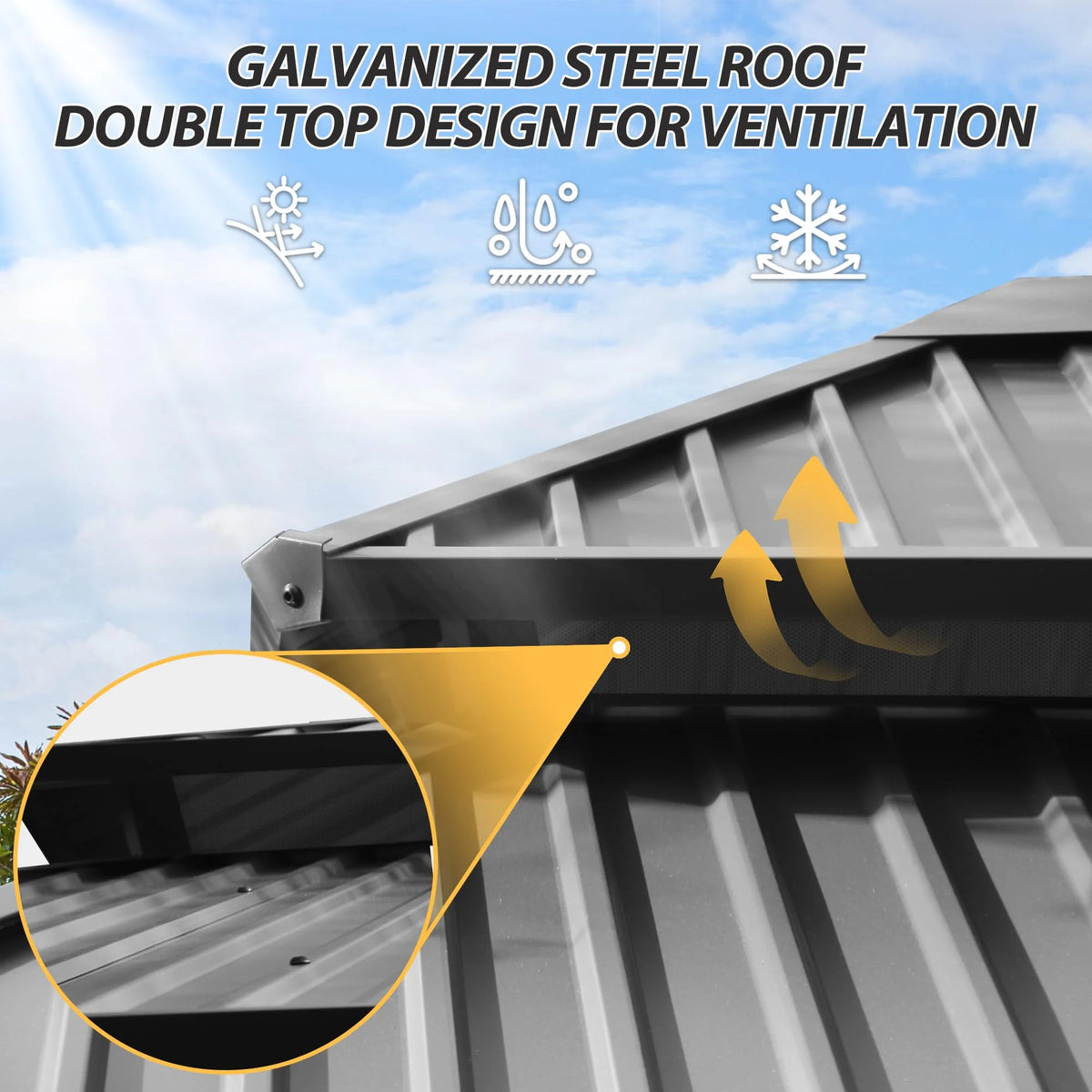 11' x 13' Hardtop Galvanized Steel Wood Gazebo Y27573