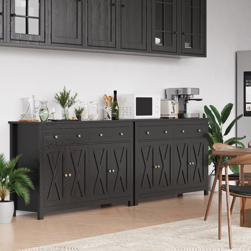 White 4-Doors 2-Drawers Wood Storage Cabinet D22991