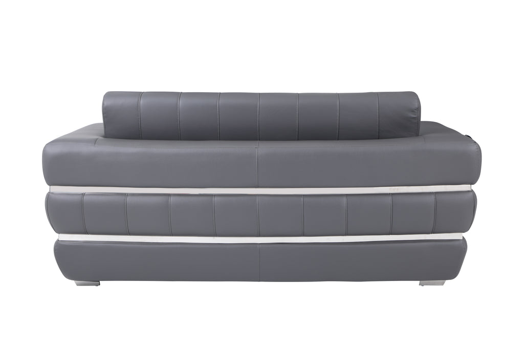 Italian Leather Loveseat with Solid Wood Frame & Chrome Legs Q8702