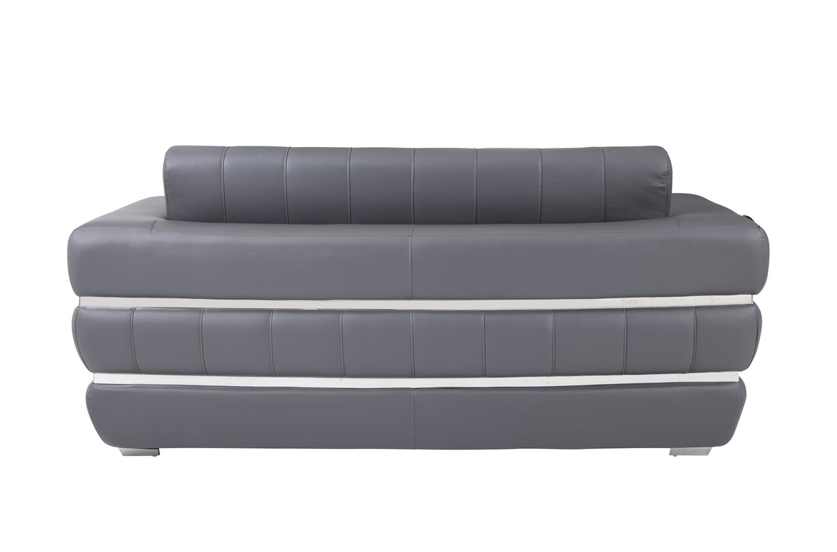 Italian Leather Loveseat with Solid Wood Frame & Chrome Legs Q8702