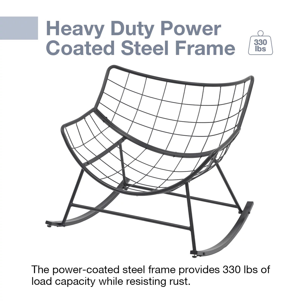 Grey Oversized Cushion Outdoor Rocking Chair R92476
