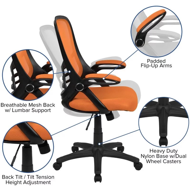 Orange Ergonomic Mesh Office Swivel Chair C9386