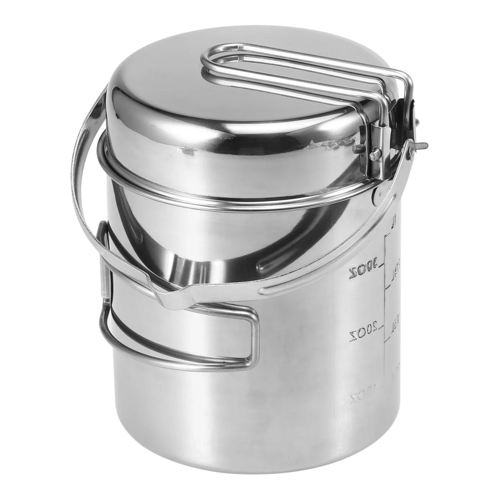 1L Stainless Steel Camping Kettle with Foldable Handle X932671