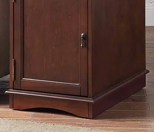1pc Birch Veneer Side Table with USB Outlet C42101