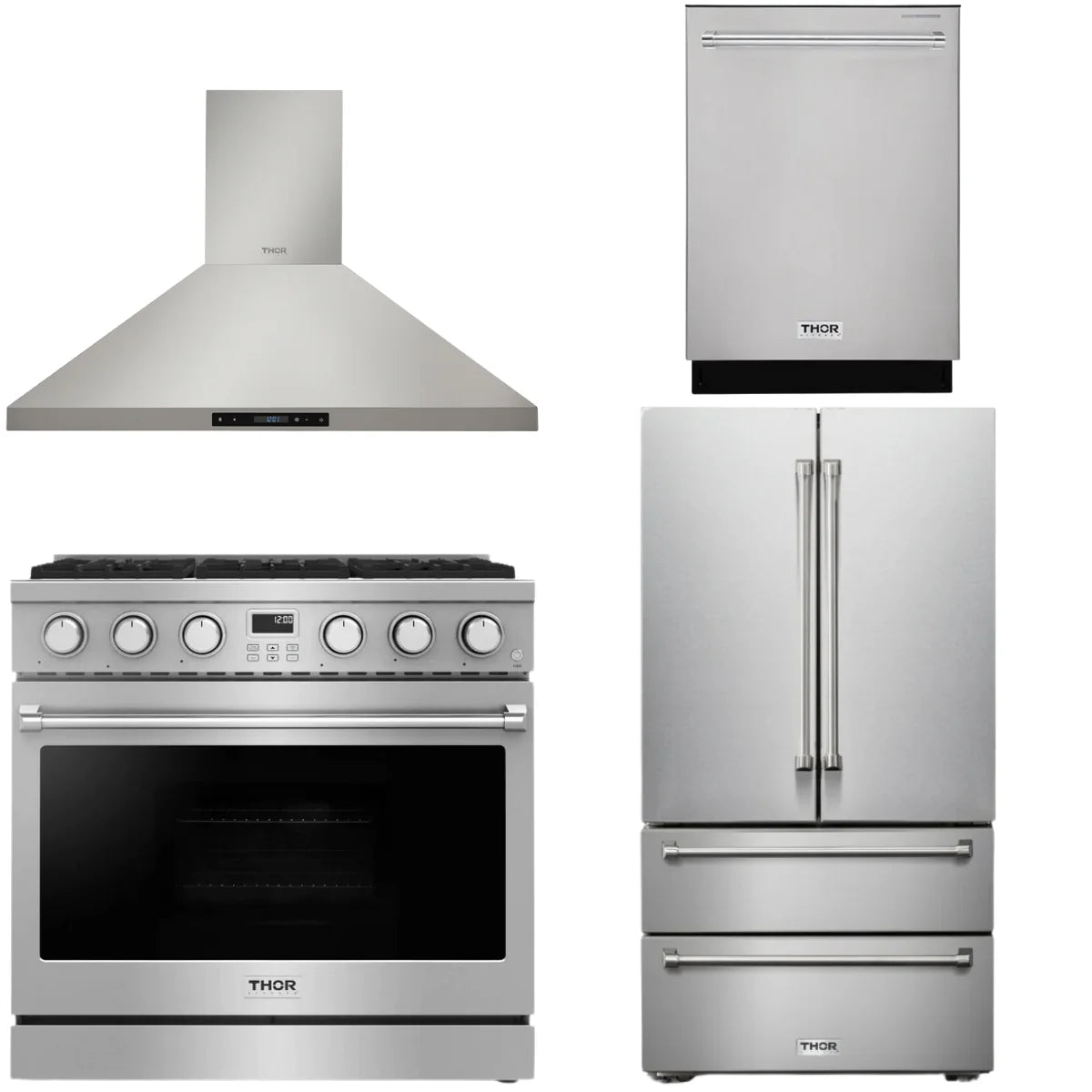 36 Gas Range, Range Hood, Refrigerator and Dishwasher S96633