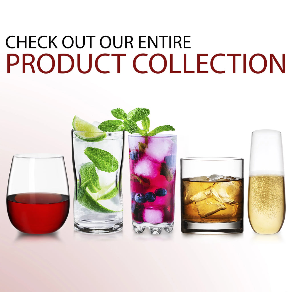 16 oz BPA-Free Stemless Plastic Wine Glasses Set of 12 O9308