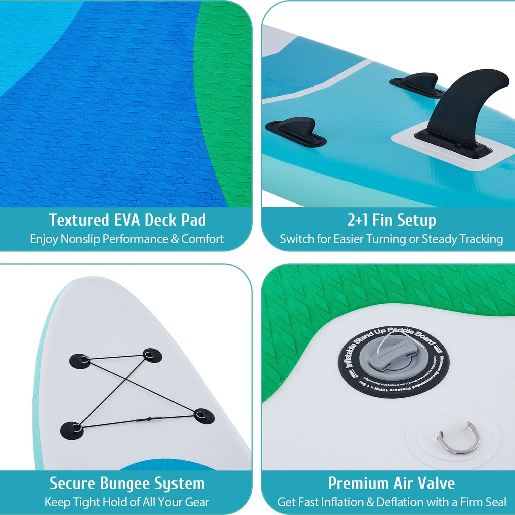 Inflatable Paddle Board 10'6" SUP Board Set with Air Pump, Green P8660