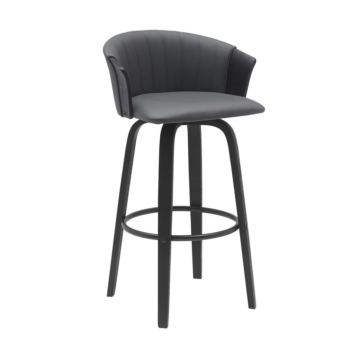 Black Faux Leather Swivel Barstool Chair Y202
