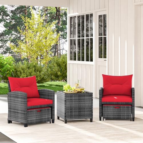 5 Piece Patio Rattan Furniture Set with Coffee Table U8577