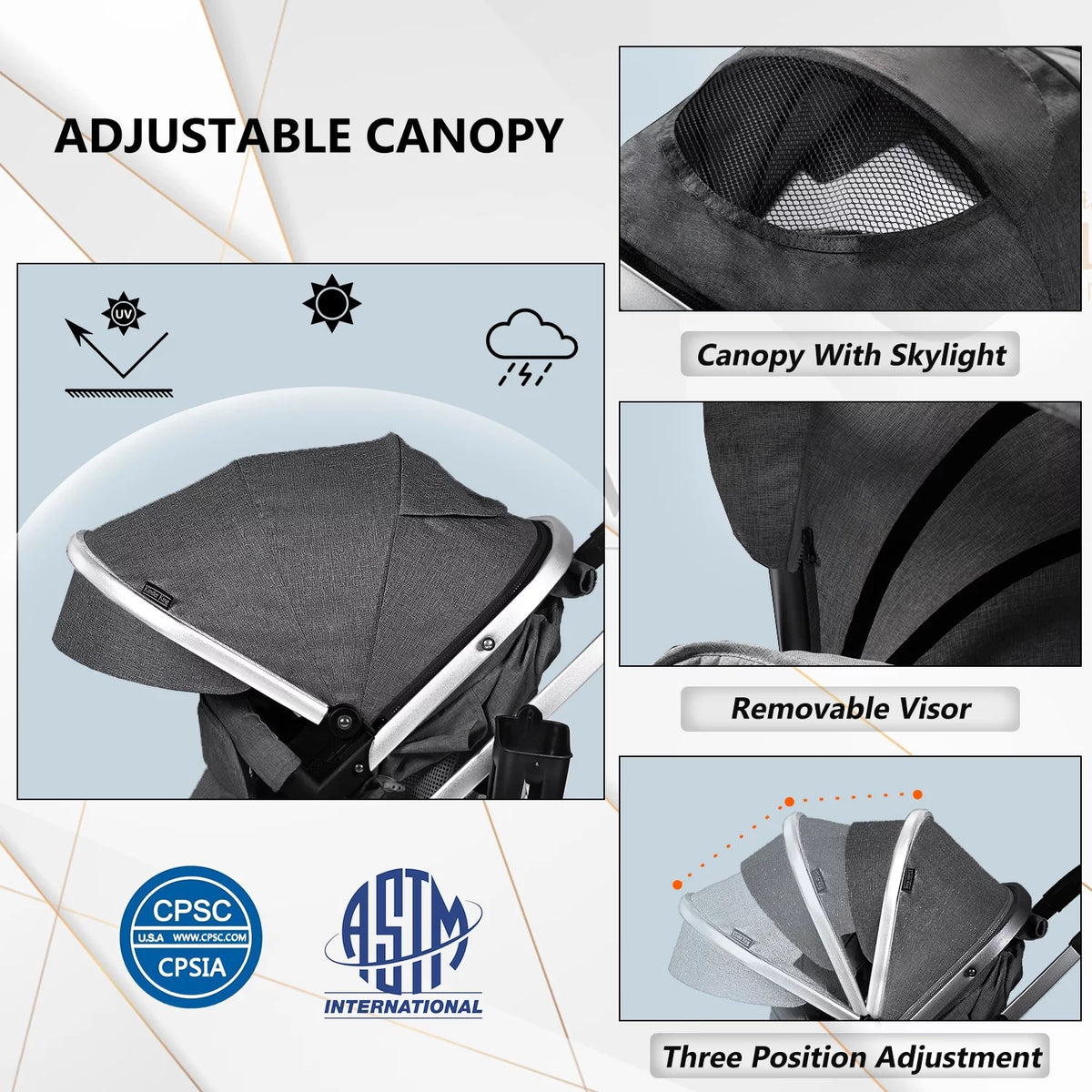 2 in 1 Convertible Baby Stroller Dark Grey A1872