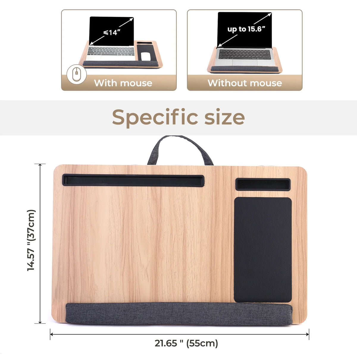 Portable Lap Laptop Desk with Cushion, Mouse Pad & Phone Slot W97322