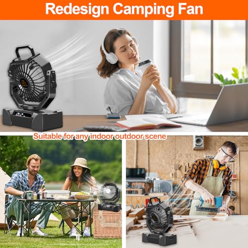 Portable Battery Operated Camping Fan with Remote Control & LED Lantern I412