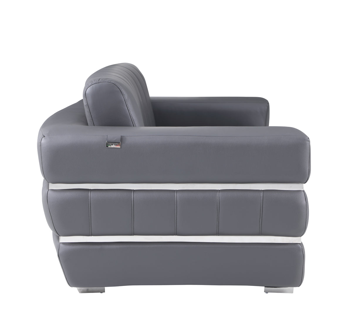 Italian Leather Loveseat with Solid Wood Frame & Chrome Legs Q8702