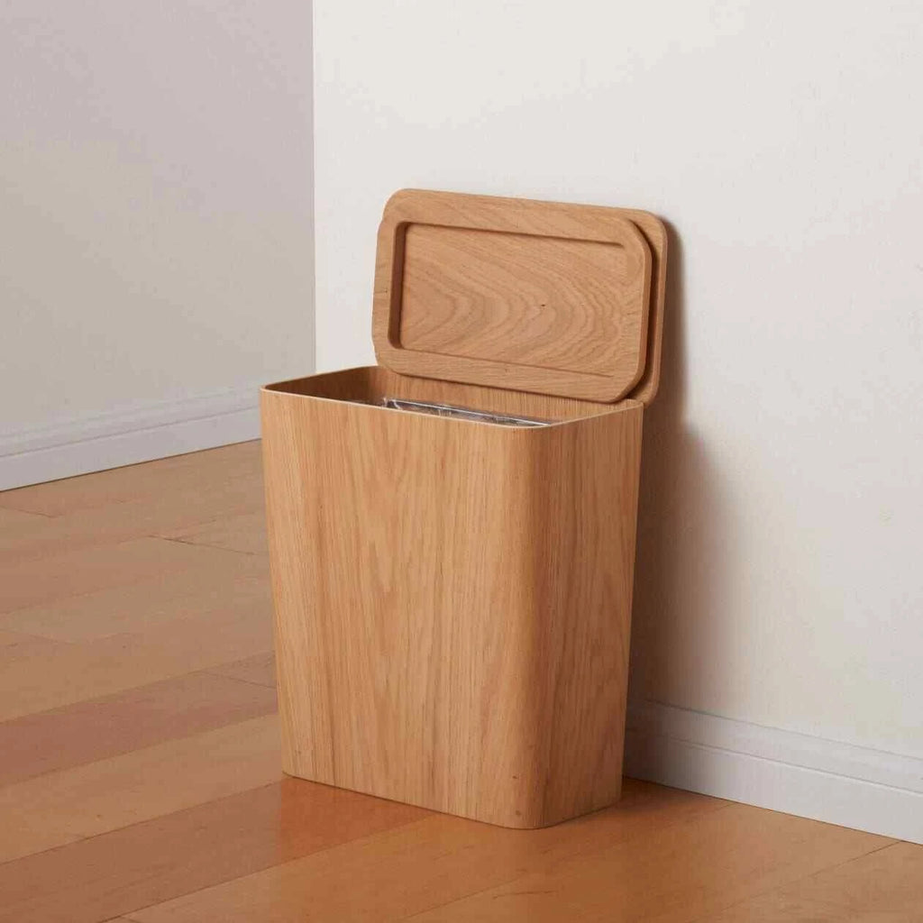 Oak Wood Trash Can with Lid M669874