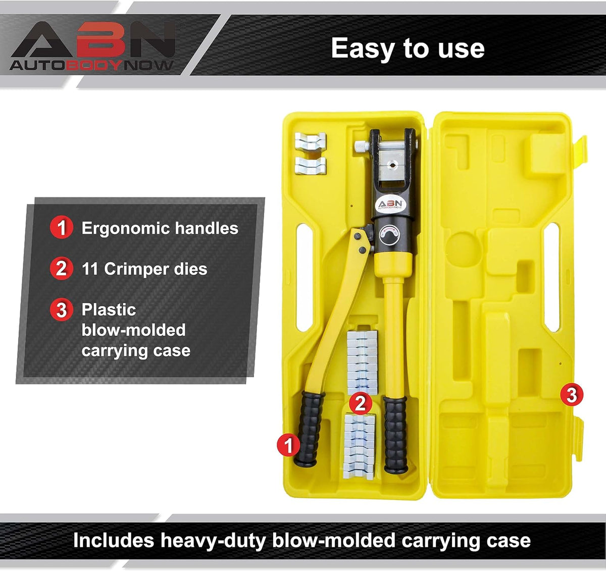 16 Ton Hydraulic Cable Crimper with 11 Crimper Dies J10880