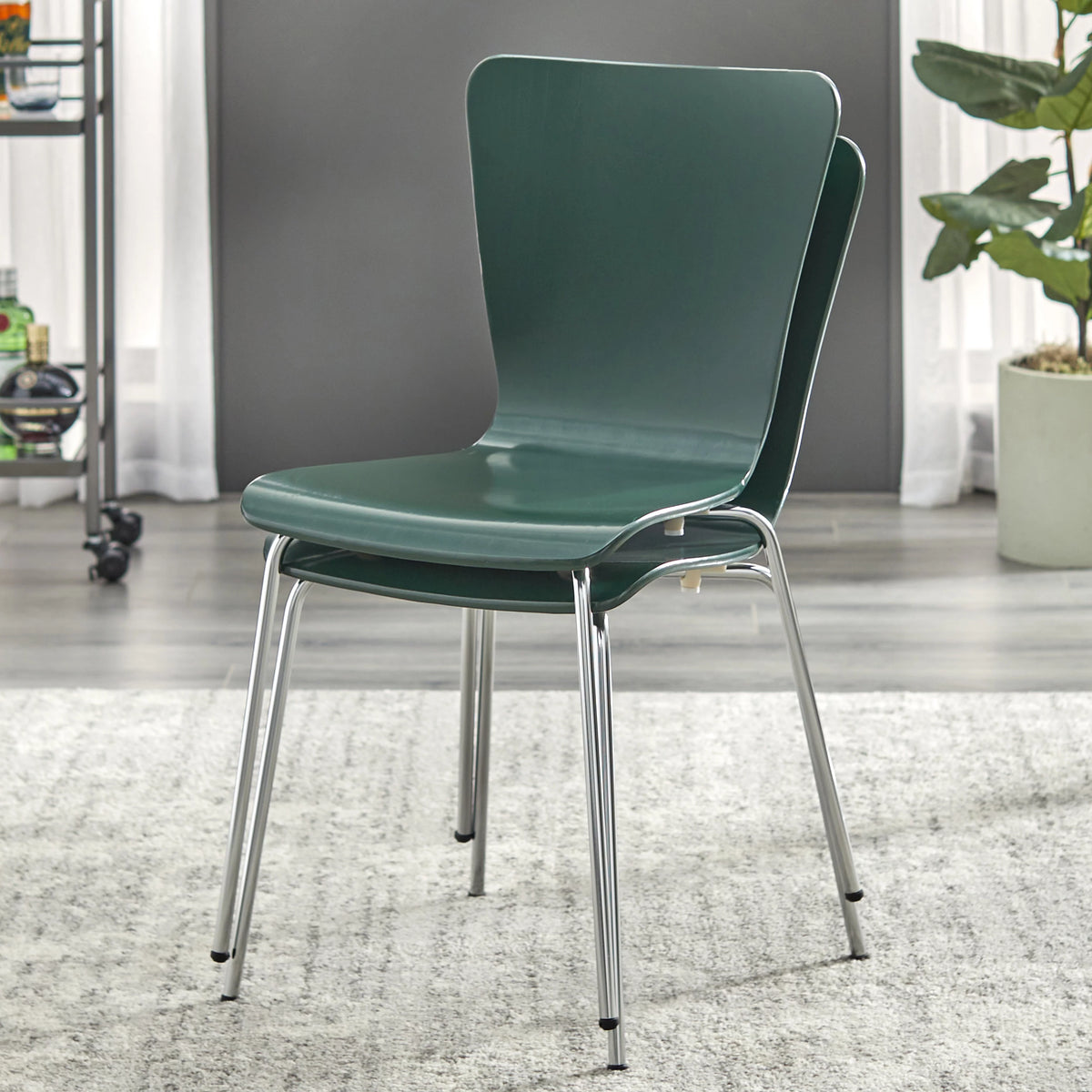 Set of 2 Dark Green Bentwood Dining Chair S58145