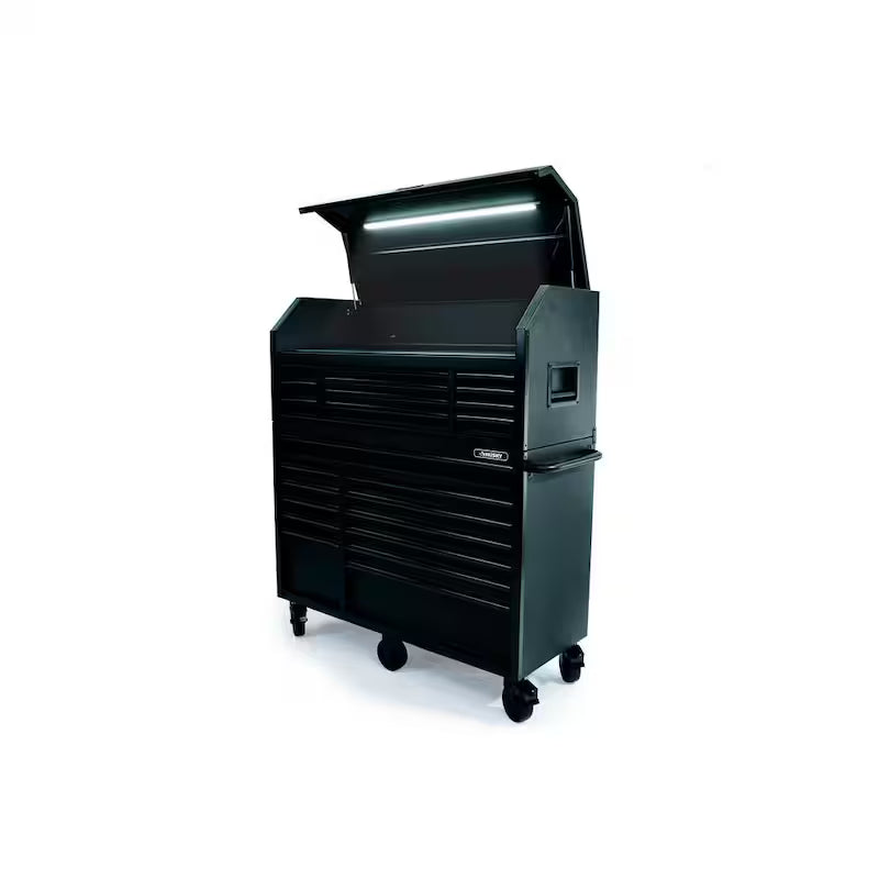 Heavy Duty 23-Drawer Rolling Tool Chest and Top Tool Cabinet Set in Matte Black D616
