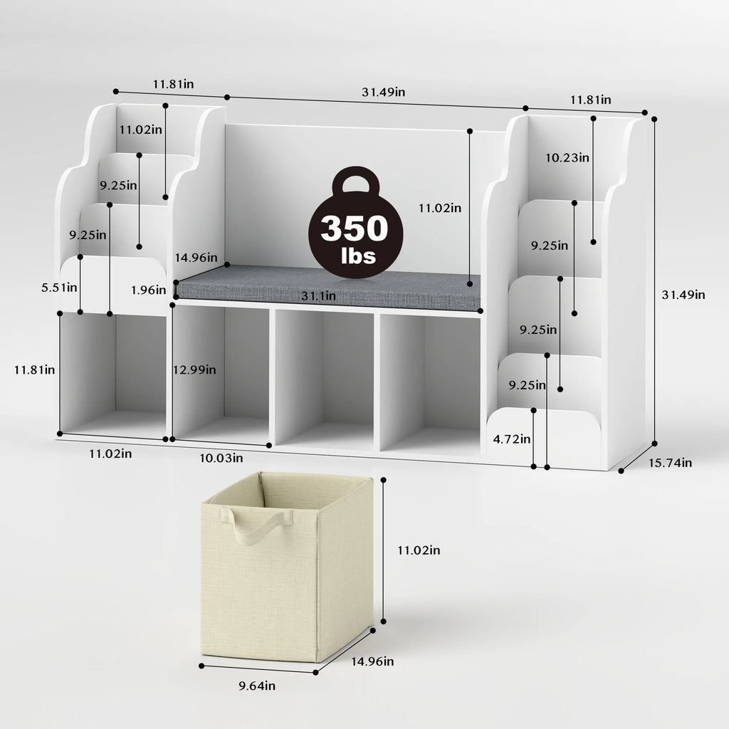 Kids Bookshelf with Reading Nook and Toy Storage L5572