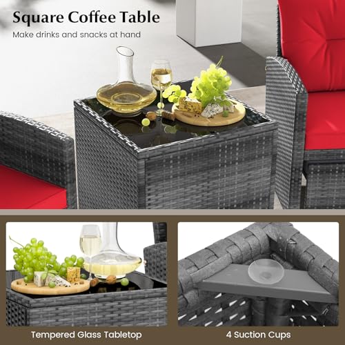 5 Piece Patio Rattan Furniture Set with Coffee Table U8577