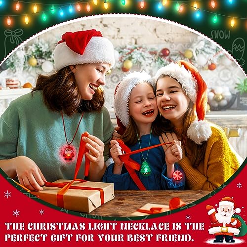 Light up Christmas Bulb Necklace with Santa Claus Tree Snowman Snowflake Candy Decorations 36 Pcs Q447