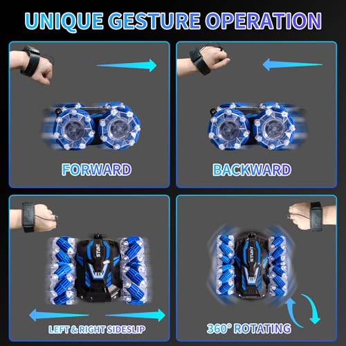Gesture Sensing RC Stunt Car 4WD Drift 360° Flips with Lights & Music I412