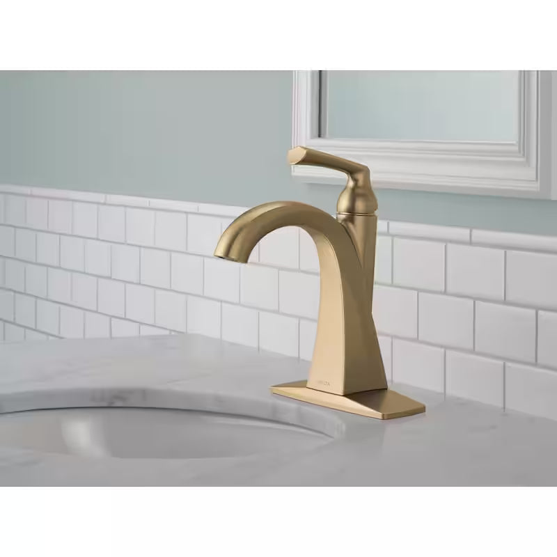 Single-Handle Single Hole Bathroom Faucet in Champagne Bronze B5857