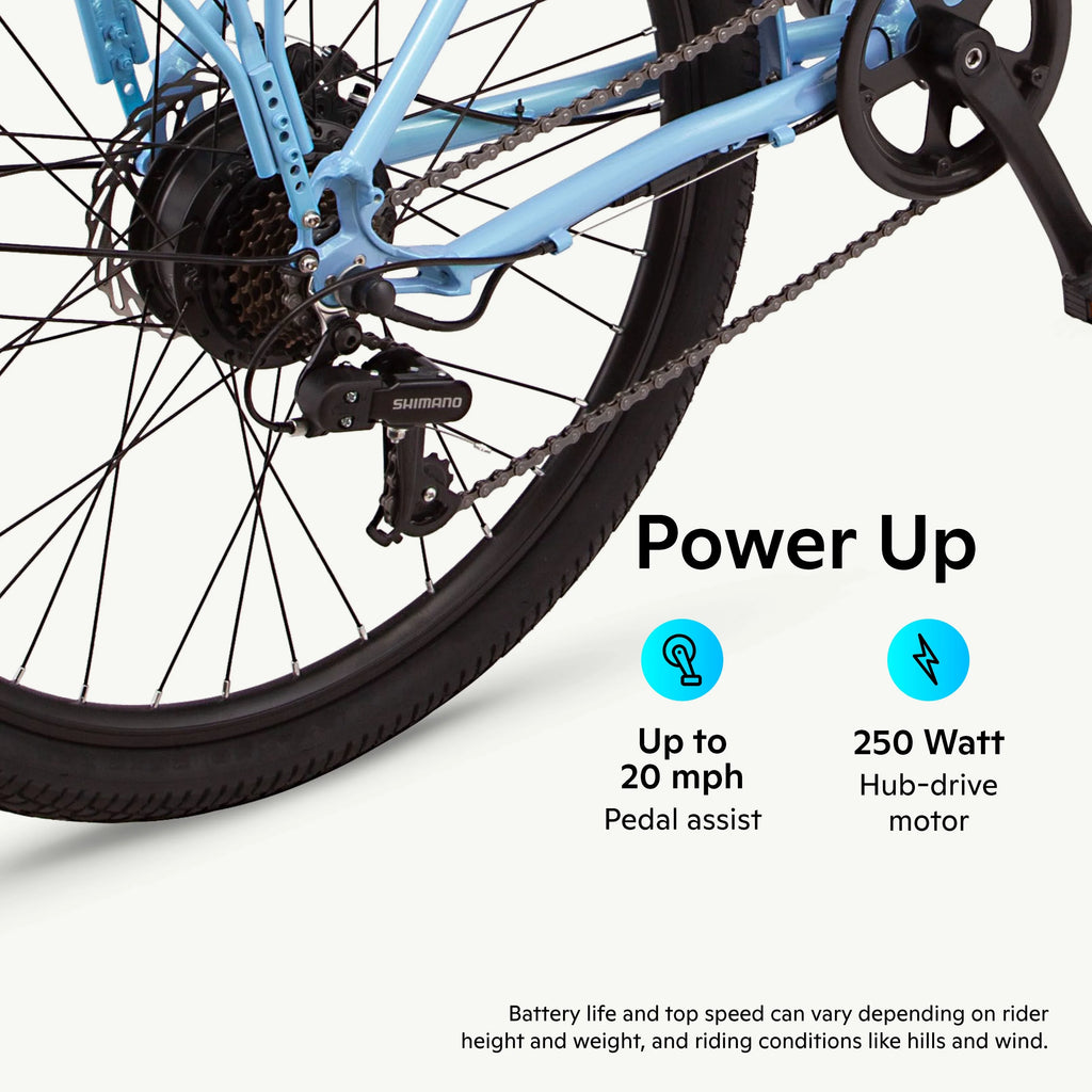 26 Electric Cruiser Bike 7 Speeds 250w Motor Blue P830009