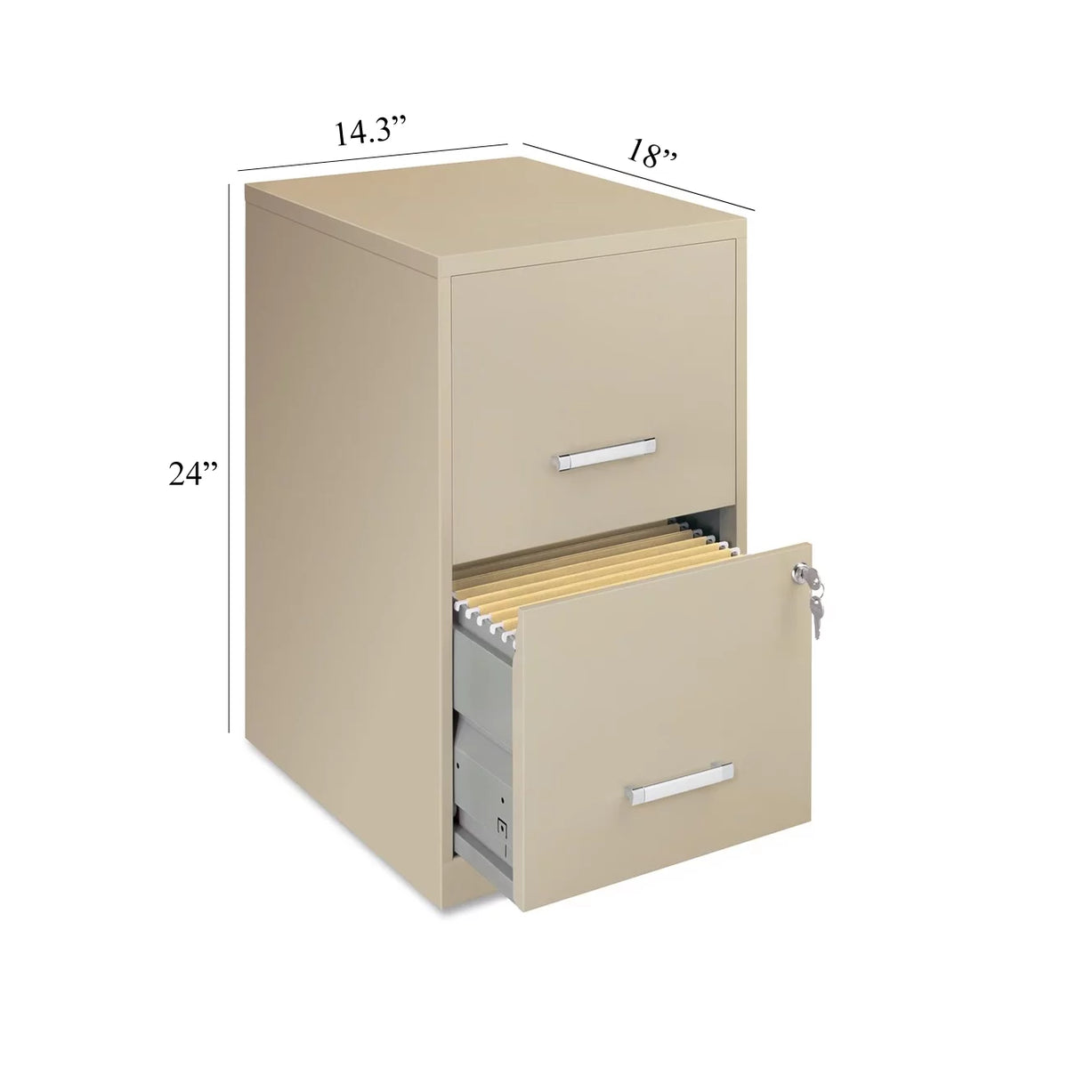 2 Drawers Vertical Steel Lockable Filing Cabinet U6444